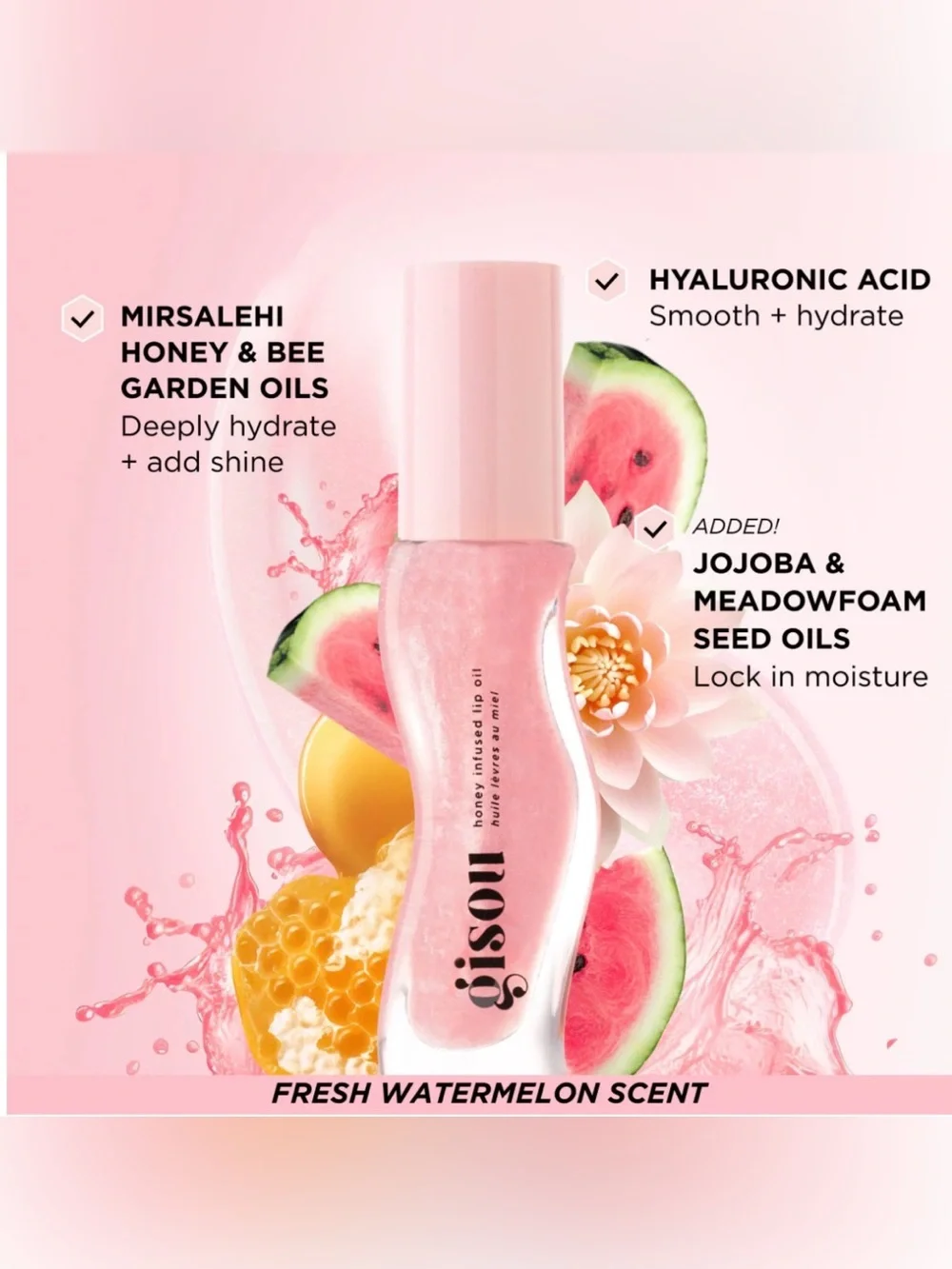 Gisou Watermelon Sugar Honey-Infused Lip Oil — Pink